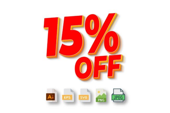 3D Text Design of 15 off