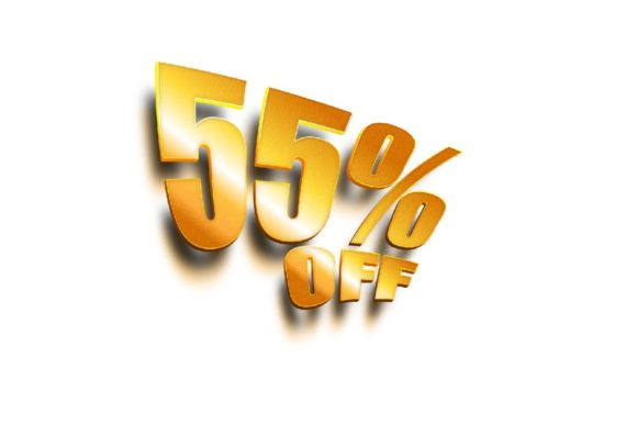 3D Text Design of 55 Off – A Bold Graphic Template for Creative Projects