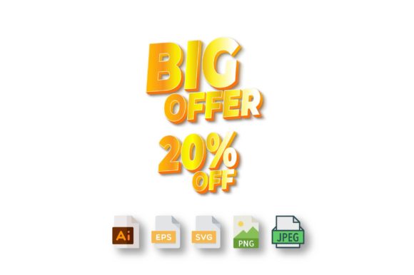 3D Text Design of Big Offer 20 Off: A Graphic Template for Bold Visuals