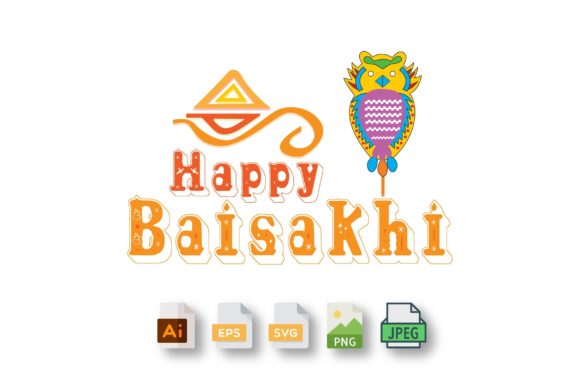 3D Text Design of Happy Baisakhi for Graphics and Graphic Templates