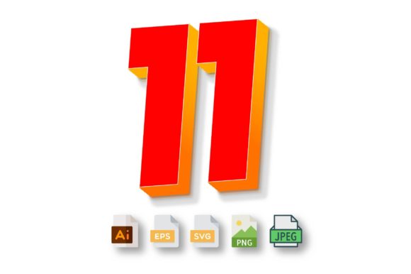 3D Text Design of Letter 11: A Graphic Template Review for Modern Graphics