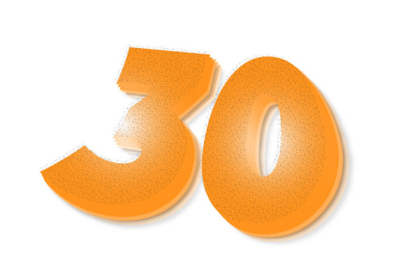3D Text Design of Letter 30 for Premium Local Branding and Packaging