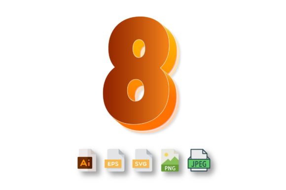 3D Text Design of Letter Eight for Graphic Templates