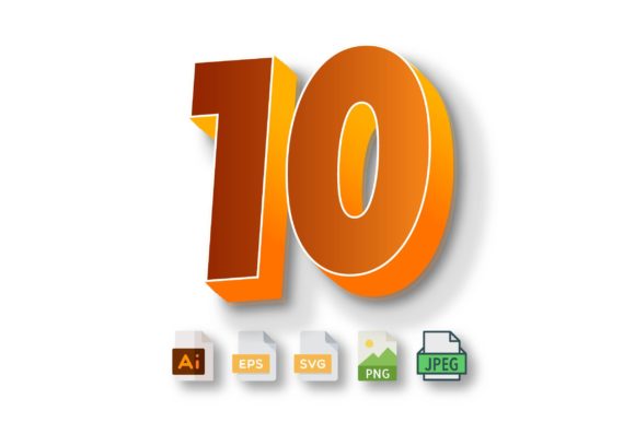 3D Text Design of Letter Ten for Graphics and Templates