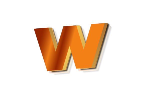 3D Text Design of Letter W Graphics for Graphic Templates