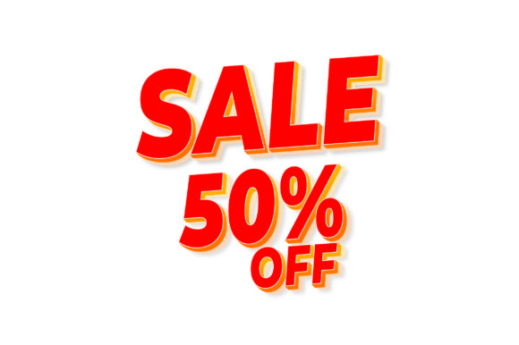 3D Text Design of Sale 50 off Graphics for Editorial Templates