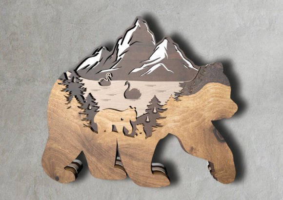 Bear Mountain 3D Design for Laser Cutting and Shadow Boxes