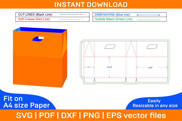Carry Bag or Shopping Bag Dieline for Graphics and Print Templates