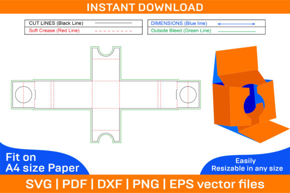 CC Camera Packaging Box Dieline Template for Graphics and Crafts