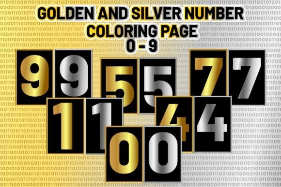 Golden and Silver Number 3D Design Graphics for Crafts