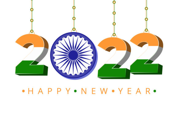 Happy New Year 2022 with the Indian Flag Graphics