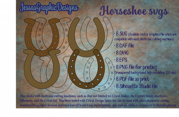 Horseshoes 8 Pack Graphics for Crafts and Commercial Use