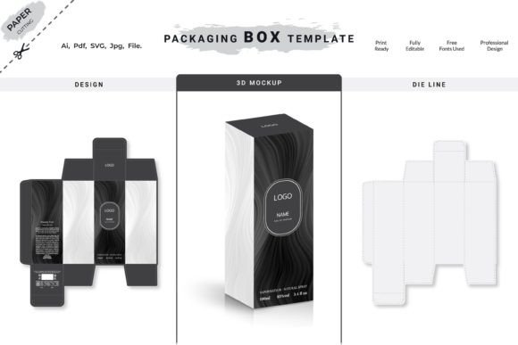 Perfume Packaging Die-cut 3D Box Design for Graphics and Cosmetic Packaging