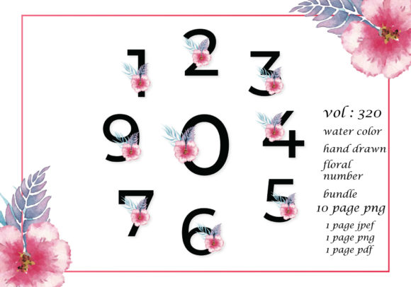 Watercolor Number Bundle Layer Art SVG for Graphics and Crafts
