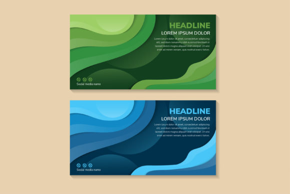 Wave Liquid Green Blue Horizontal Banner Graphics and Backgrounds Review